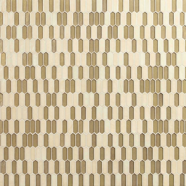 Pixie Gold Hand Crafted 11.52 In. X 9.82 In. X 6Mm Glass Mosaic Wall Tile, 10PK